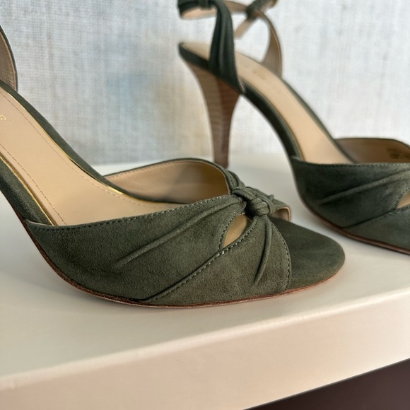 Designer Elegant Green Heeled Sandals high heel peep toe ankle strap - Picture 4 of 16